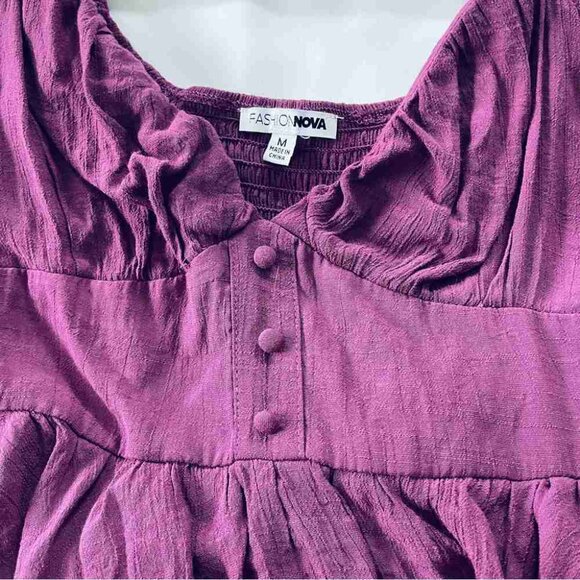 Purple Long Sleeve Shorts Romper - Picture 4 of 5